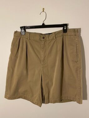 Polo Ralph Lauren Shorts Men 38 Beige Khaki Classic Fit Pleated Chino 100%Cotton